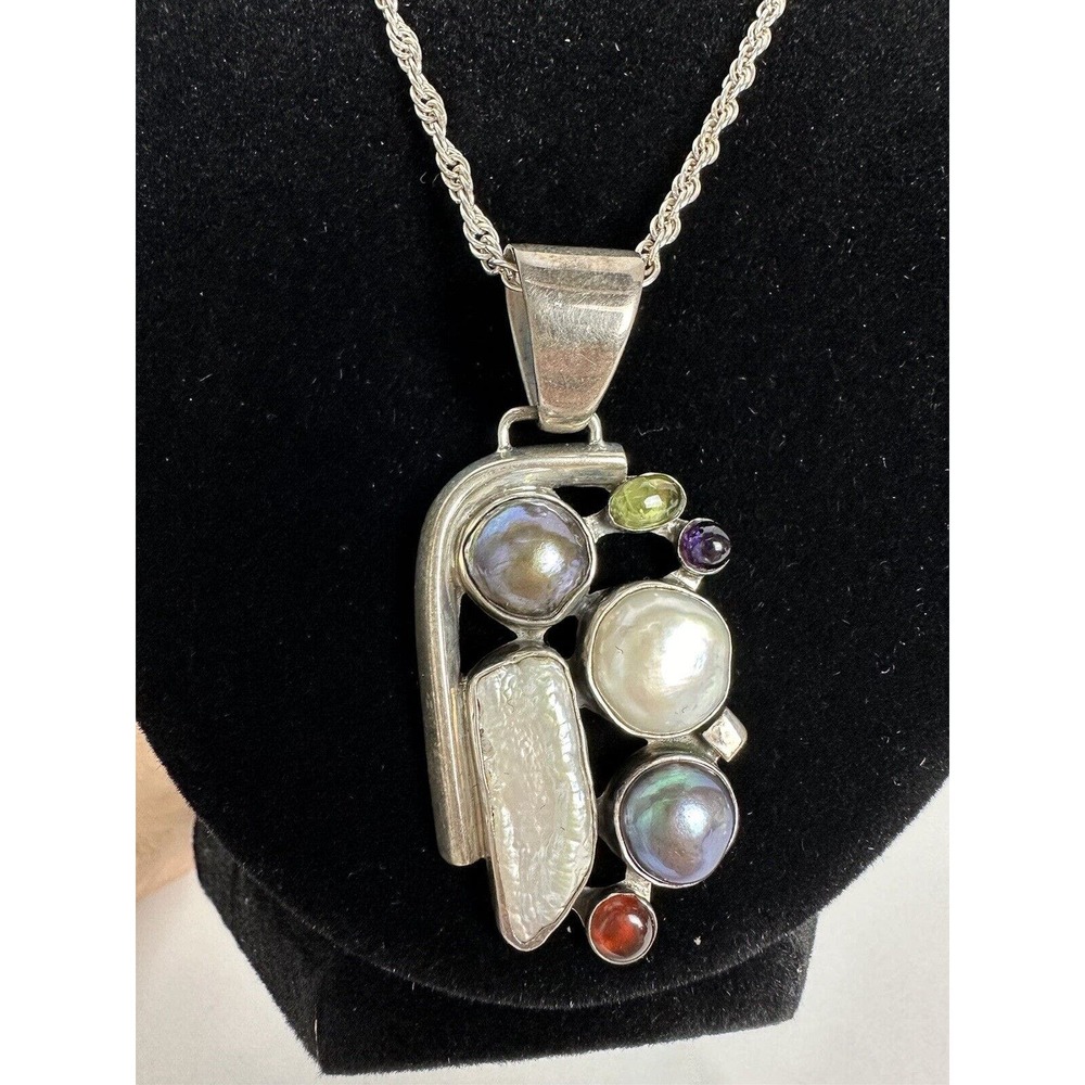 Desert Rose Trading White And Black Pearls Ruby In Sterling Silver